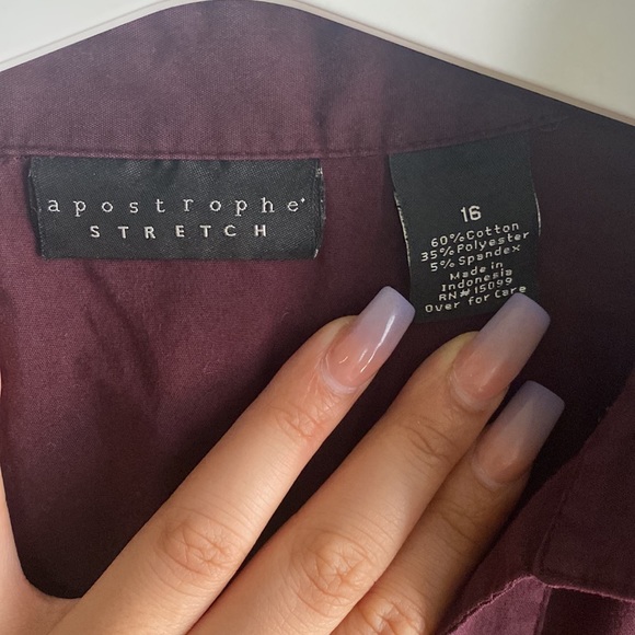 Burgundy Apostrophe Stretch button up - Picture 3 of 4
